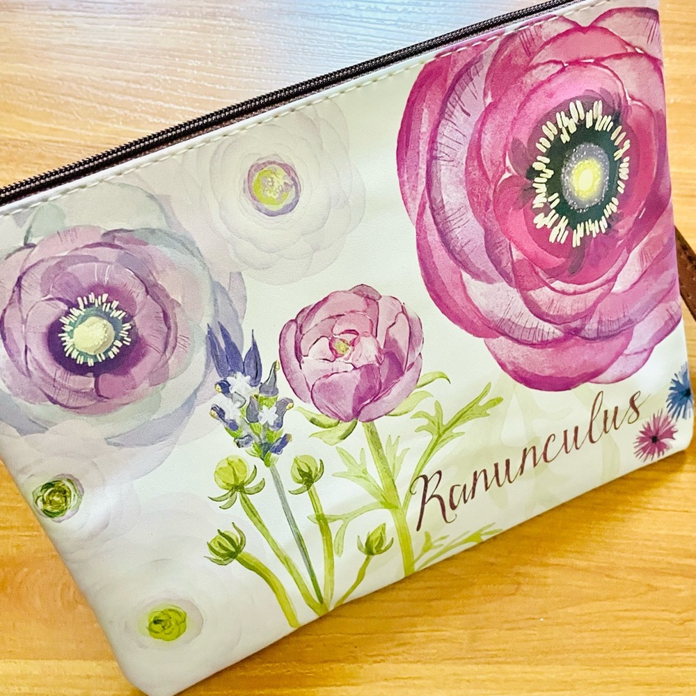 NEW Floral Cosmetic Bag - Pink and White Pouch